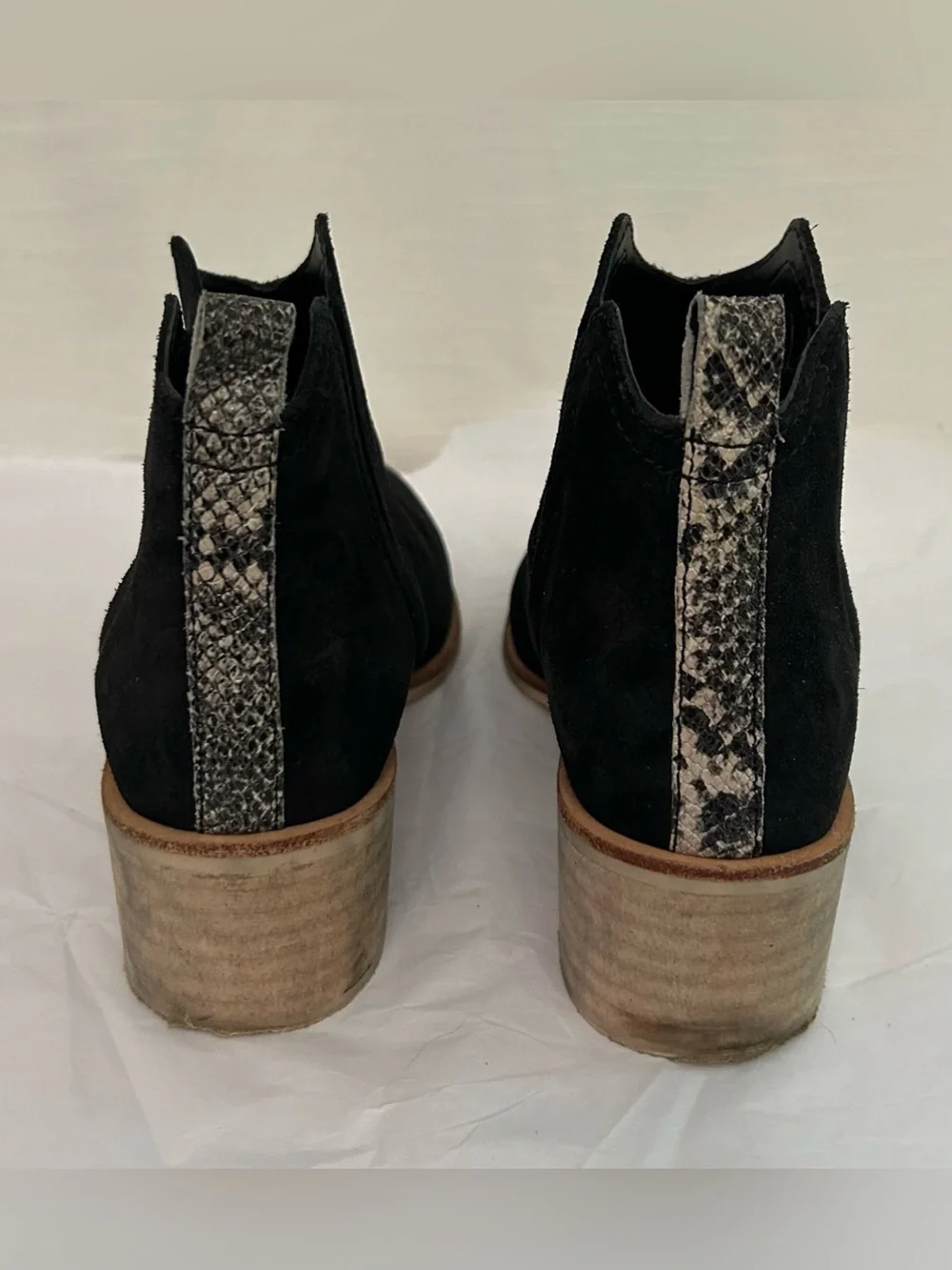 Crevo Black Suede Chukka‎ Boots with Stacked Wood Heel